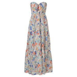 Zimmermann Strapless Cutout Knotted Floral-print Maxi Dress In Multicolor Linen